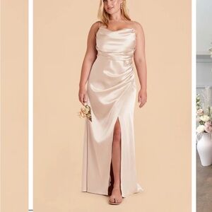 Birdy Grey Lydia Bridesmaid Dress - Shiny Satin Neutral Champagne